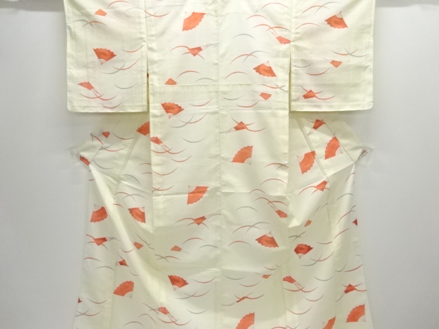 駒絽芝草に扇模様小紋着物